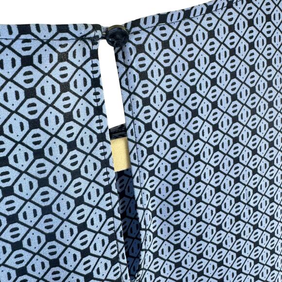 Banana Republic Blue Diamond Short Sleeve Peplum Blouse Medium - Picture 5 of 7